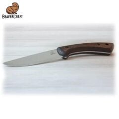 BeaverCraft BSH1 Dune Ceviz Saplı Deri Kılıflı Kamp ve Av Bıçağı