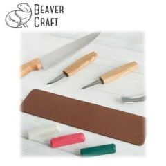 BeaverCraft LS7P03 Deri Parlatma Kayışı ve Macunu Seti, 4 Parça