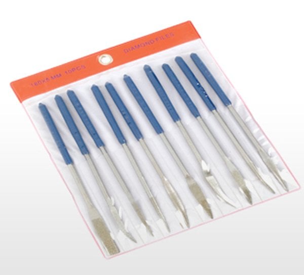 A 2715 Kalıpçı Elmas Eğe Seti 5'' x 180 mm Eğri 10 Parça, Saplı