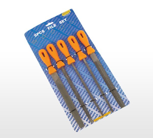 A 2698 Plastik Saplı Eğe Seti 5 Parçalı Set 8'' Kalın ( Yarım Yuvarlak, Yuvarlak, Üç Köşe Dört Köşe, Hand )