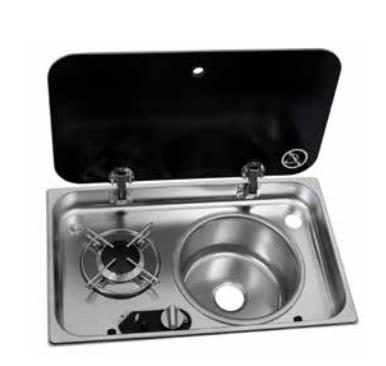 NAVY LOAD Cam Kapaklı Ocak ve Sağ Evye 32x53x15cm (NL24001)