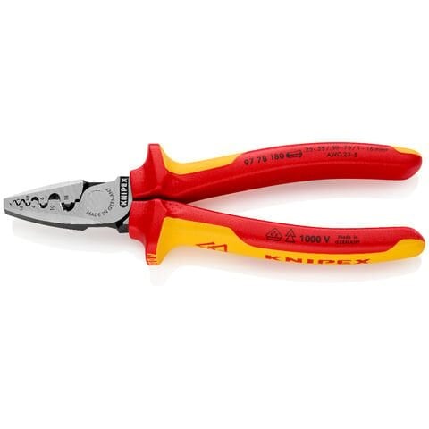 KNIPEX 97 78 180 VDE Yüksük Sıkma Pensesi 180mm 1000V İzoleli (9778180)
