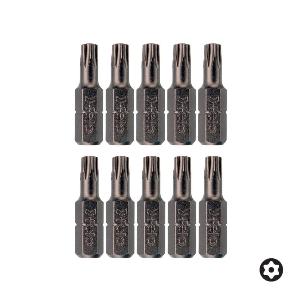 FELO Torx Bits Uç T10x25mm Delikli - 10 Adet (02710010)