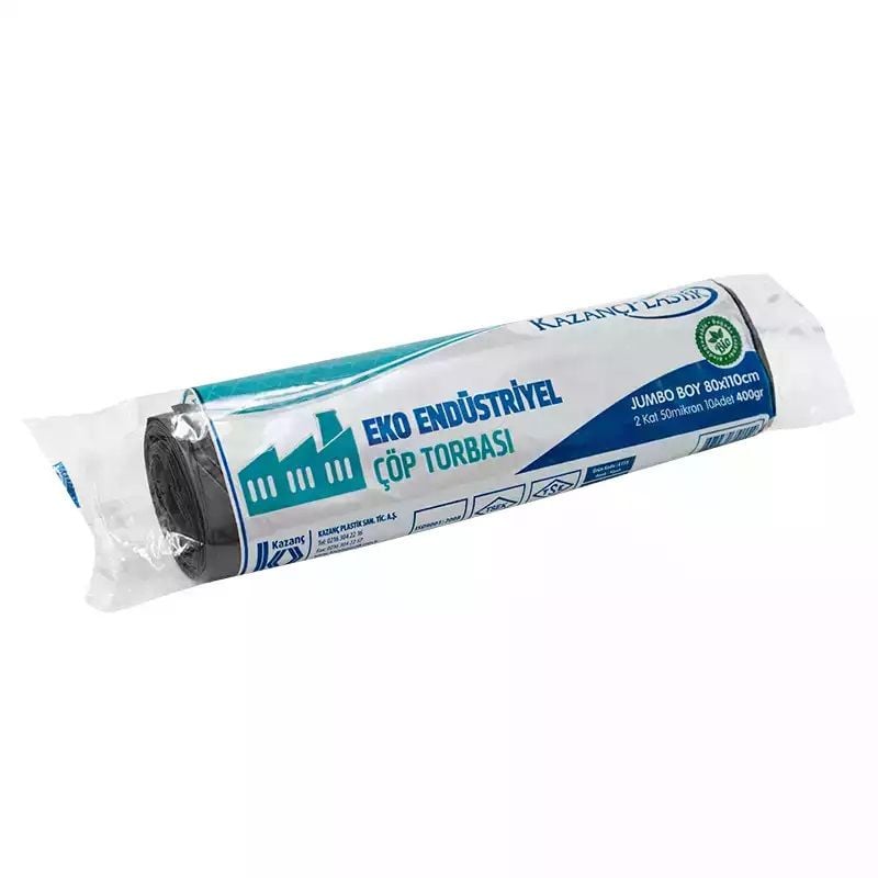 KAZANÇ Eko Endüstriyel Çöp Torbası Siyah Jumbo 80x110cm 400gr (E155)