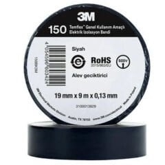 3M Temflex 1300E Siyah Bant 18mmX9,14m