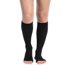 WINGMED Ccl 2 Diz Altı Burnu Açık Çorap (Siyah) (W 1329)
