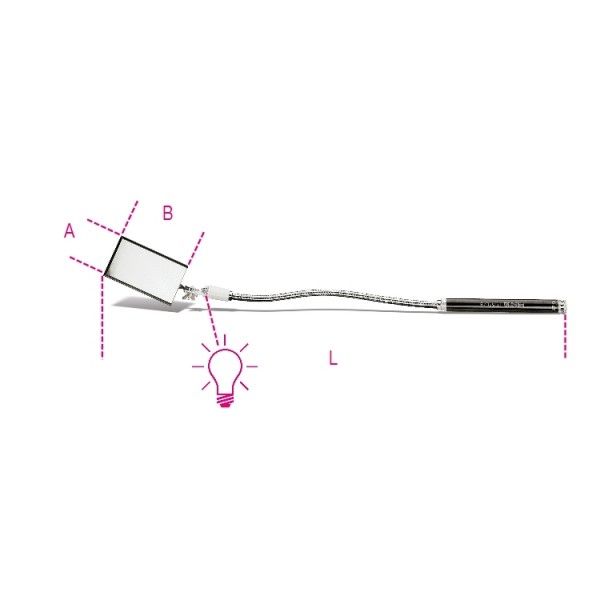 BETA Işıklı Esnek Spiralli Kontrol Aynası Dikdörtgen 553mm (1715FL/B - 017150115)