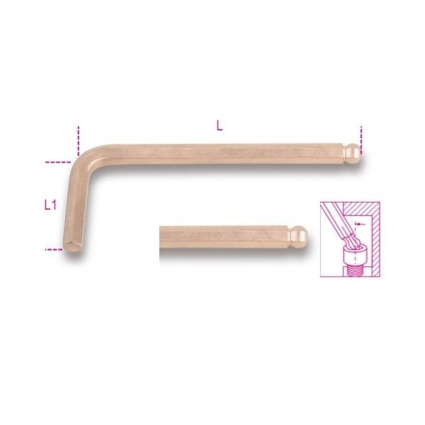 BETA Kıvılcım Çıkarmayan Bombeli Allen Anahtar 1,5mm (96BA/BP 1,5 - 000961800)