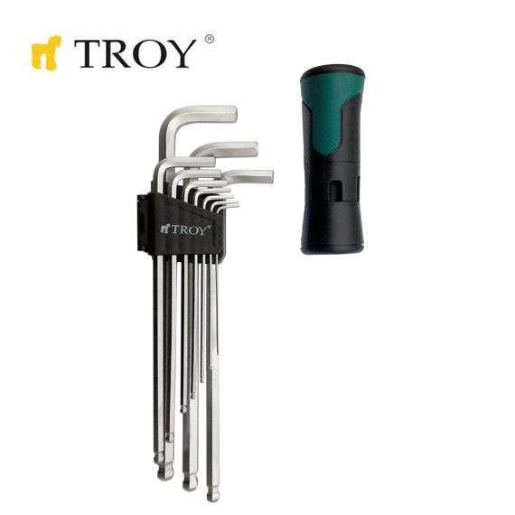 TROY 26202 Allen Anahtar Seti (Bilya başlı, 11 Parça)